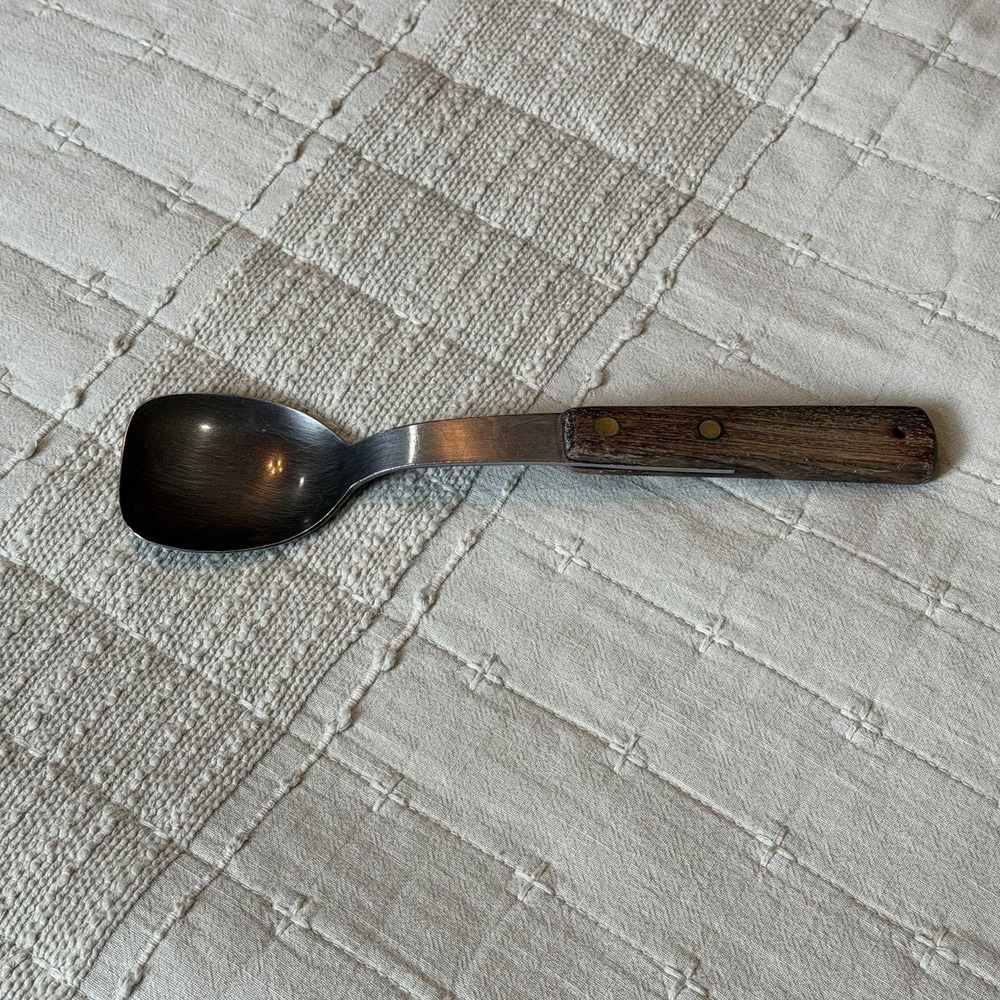 Vtg Vernco Ice Cream Spade Spoon Scoop Stainless w/ Wood Handle Japan Vernon Co